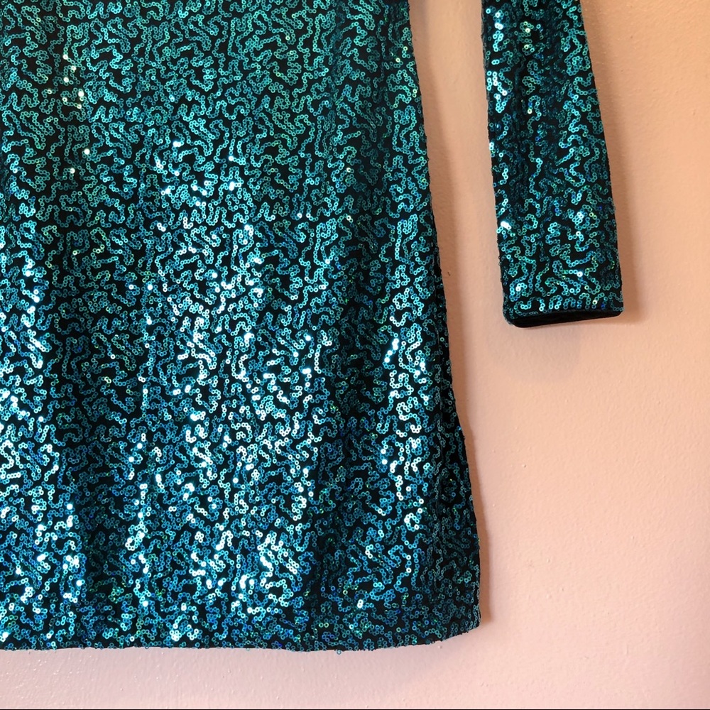 Dress The Population Turquoise Sequin Mini Dress - Picture 5 of 5